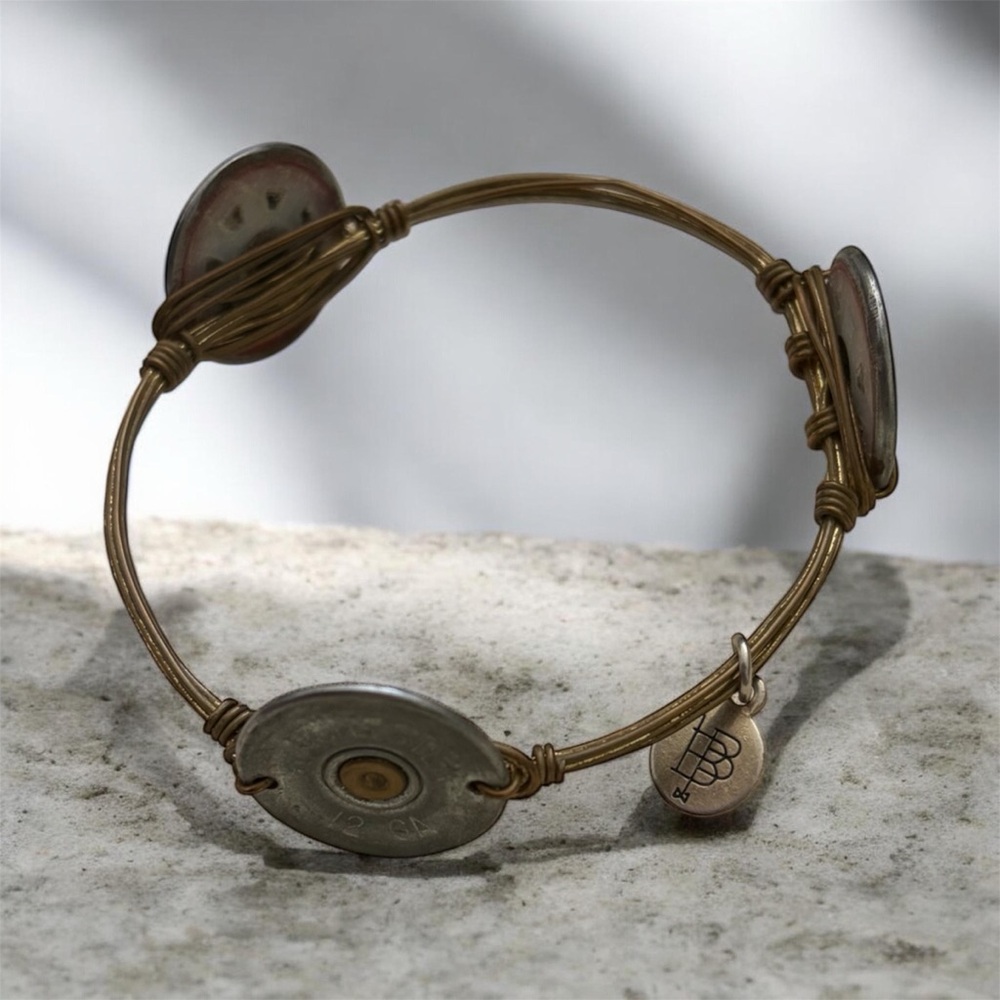 Shotgun Shell antique brass wire bangle - Picture 2 of 2